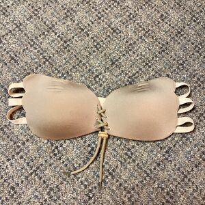 SHEIN Lace-Up Tan Nude Strapless Bra * Size Small